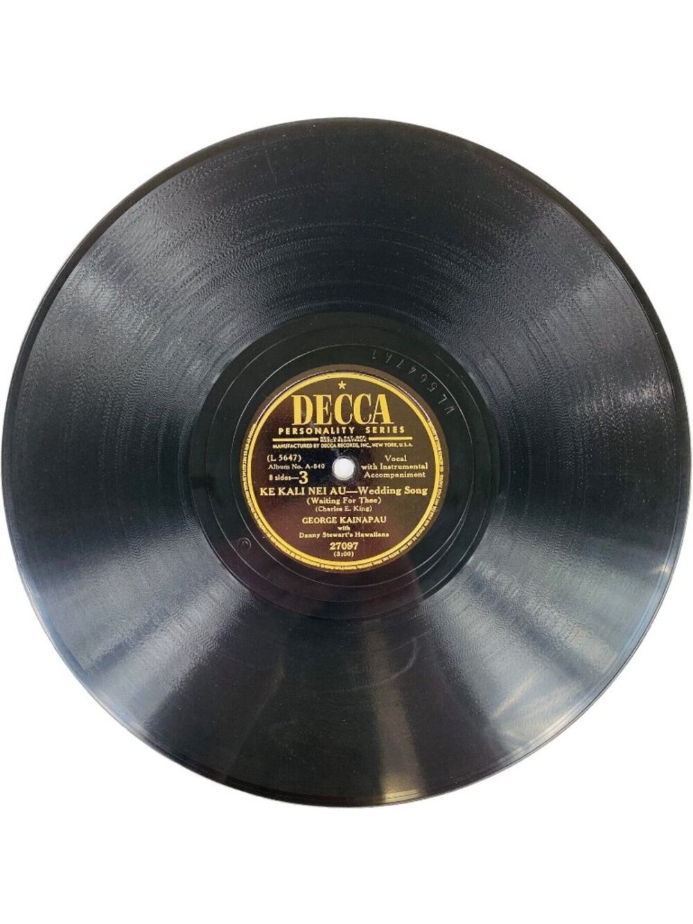 George Kainapau Ke Kali Nei Au 10in 78 RPM Decca 27097 Hawaiian